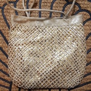 5/$25! Beige and gold tote bag